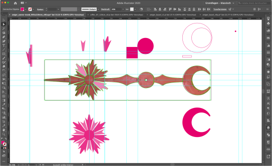 Eine nicht ebene Vorlage (der Originalzeiger) und nicht ganz geometrische Formen machen das Ausmessen zu einer Herausforderung