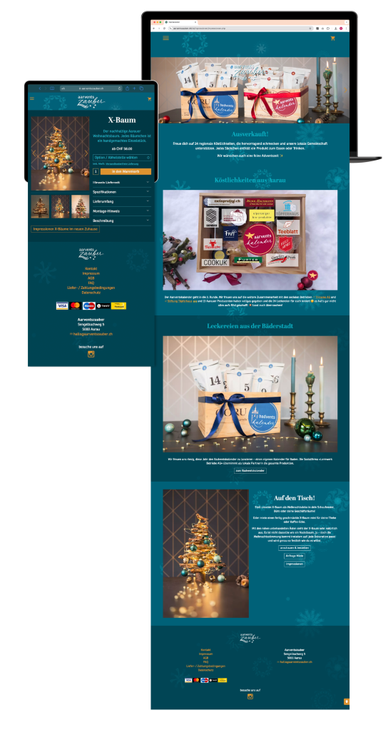 Webauftritt + Webshop Aarventszauber